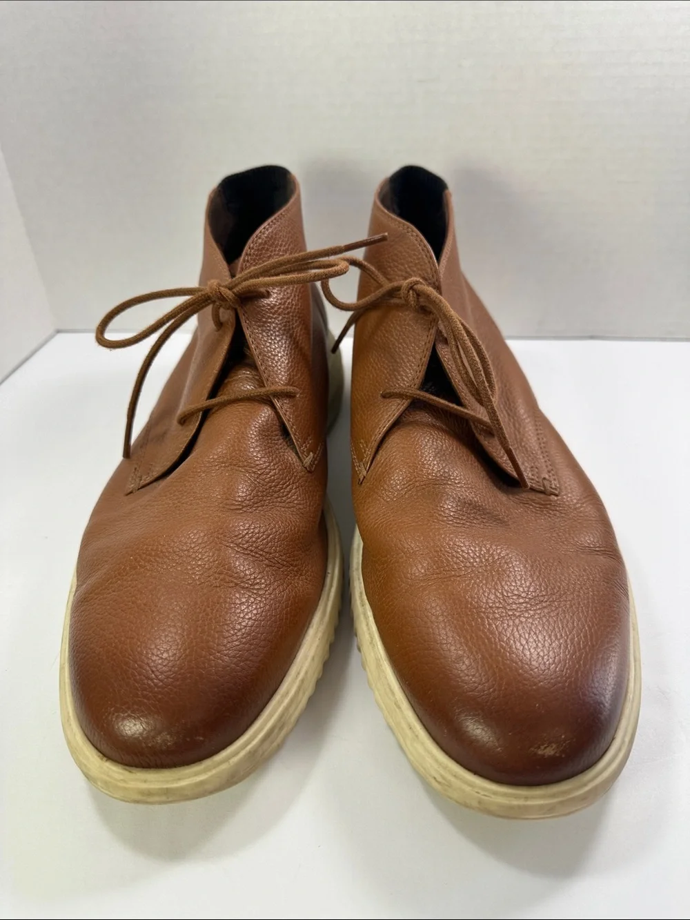 Cole Haan Tan Leather Chukka Boots Shoes Size 12 Cream Sole